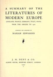 Front cover of A summary of the literatures of modern Europe by Marian Edwardes