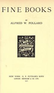 Front cover of Fine books by A. W. Pollard