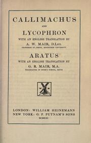 Cover of Callimachus and Lycophron by Callimachus.