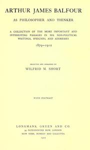 Cover of Arthur James Balfour as philosopher and thinker by Arthur James Balfour Earl of Balfour