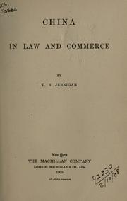 Front cover of China in law and commerce by T.R Jernigan