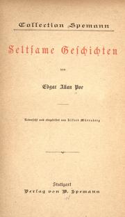 Front cover of Seltsame Geschichten (Balloon-Hoax / Descent into the Maelström / Facts in the Case of M. Valdemar / Gold-Bug / Murders in the Rue Morgue / Mystery of Marie Roget / Purloined Letter / Tell-Tale Heart) by Edgar Allan Poe