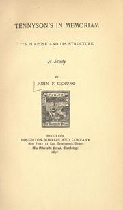 Cover of Tennyson's In memoriam by Genung, John Franklin