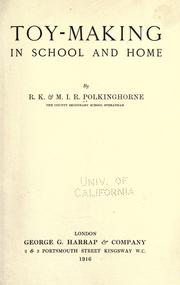 Front cover of Toy-making in school and home by Ruby Kathleen Polkinghorne