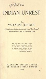 Front cover of Indian unrest by Chirol, Valentine Sir