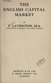 Front cover of The English capital market by Frederick Lavington