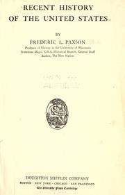 Front cover of Recent history of the United States by Frederic L. Paxson