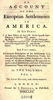 Cover of An account of the European settlements in America by Edmund Burke