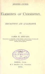 Front cover of Elements of chemistry by James H. Shepard