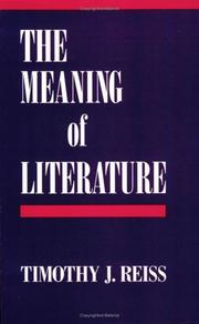 Cover of The meaning of literature by Timothy J. Reiss