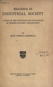 Cover of Readings in industrial society by Leon C. Marshall