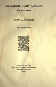 Front cover of Elizabeth Cary Agassiz by Lucy Allen Paton