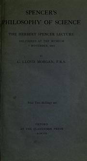 Front cover of Spencer's philosophy of science by C. Lloyd Morgan