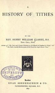 Front cover of A history of tithes by Henry William Clarke