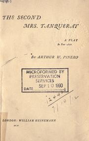 Cover of The second Mrs. Tanqueray by Arthur Wing Pinero