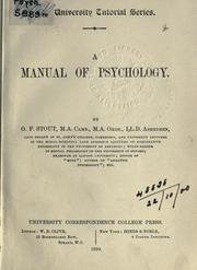Cover of A manual of psychology by Stout, George Frederick