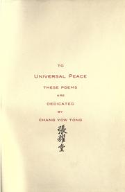 Front cover of To universal peace these poems are dedicated by Chang, Yow Tong.