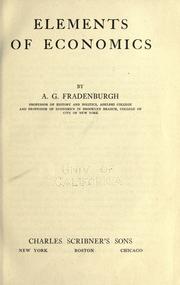 Front cover of Elements of economics by Adelbert Grant Fradenburgh