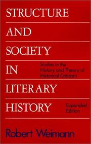 Cover of Structure and society in literary history by Robert Weimann