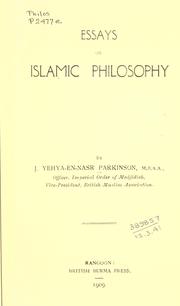 Front cover of Essays on Islamic philosophy by J. Yehya-en-Nasr Parkinson