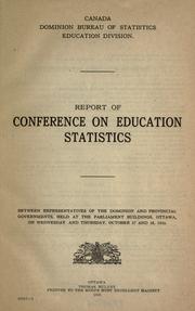 Front cover of Report of Conference on education statistics by Conference on education statistics (1920 Ottawa)