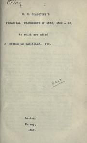 Front cover of Financial statements of 1853, 1860-1863 by William Ewart Gladstone