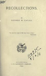 Cover of Recollections by George William Childs