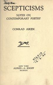 Cover of Scepticisms by Conrad Aiken