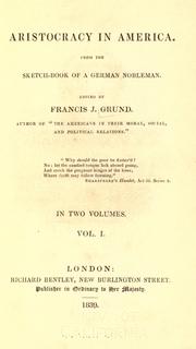 Cover of Aristocracy in America by Grund, Francis J.