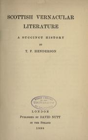 Cover of Scottish vernacular literature by T. F. Henderson