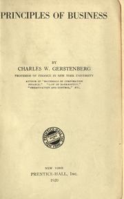 Front cover of Principles of business by Charles William Gerstenberg