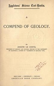 Front cover of A compend of geology by Joseph Le Conte
