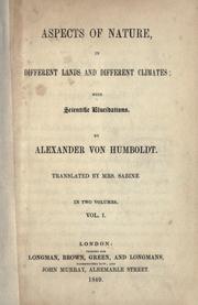 Front cover of Aspects of nature, in different lands and different climates by Alexander von Humboldt