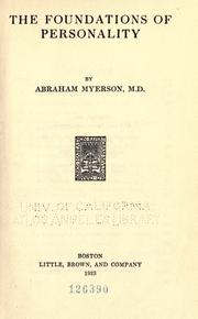 Front cover of The foundations of personality by Abraham Myerson