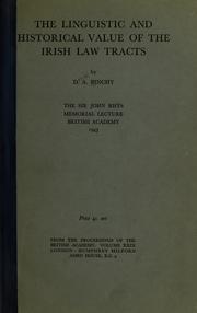 Cover of The linguistic and historical value of the Irish law tracts by Daniel A. Binchy