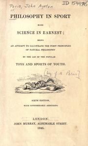 Front cover of Philosophy in sport made science in earnest by John Ayrton Paris