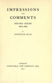 Cover of Impressions and comments by Havelock Ellis