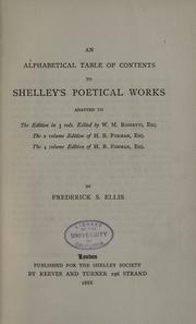 Front cover of An alphabetical table of contents to Shelley's poetical works by Frederick Startridge Ellis