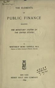 Front cover of Elements of public finance by Winthrop More Daniels