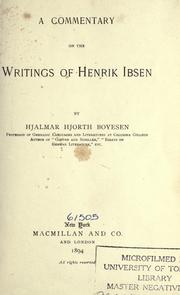 Cover of A commentary on the works of Henrik Ibsen by Hjalmar Hjorth Boyesen