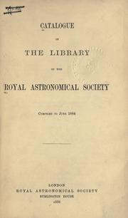 Front cover of Catalogue by Royal Astronomical Society, London. Library