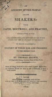 Front cover of An account of the people called Shakers by Brown, Thomas