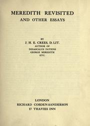 Front cover of Meredith revisited and other essays by Crees, James Harold Edward