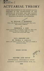 Cover of Actuarial theory by Robertson, William Alexander
