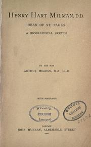 Front cover of Henry Hart Milman, D.D., Dean of St. Paul's by Arthur Milman
