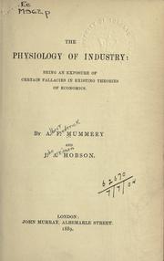 Cover of The physiology of industry by Albert Frederick Mummery
