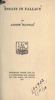 Cover of Essays in fallacy by Macphail, Andrew Sir