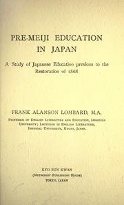 Front cover of Pre-Meiji education in Japan by Frank Alanson Lombard