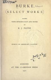 Front cover of Speech on American taxation by Edmund Burke