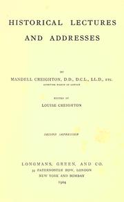Front cover of Historical lectures and addresses by Mandell Creighton